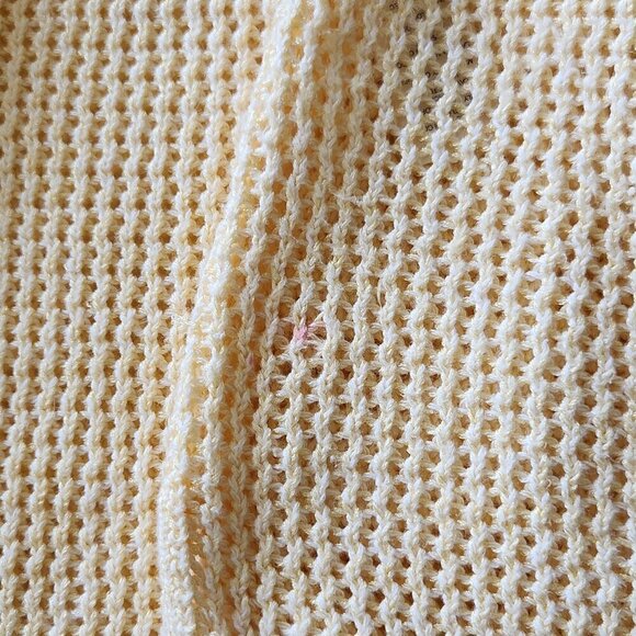 Chico's Women's Size 1/8-10 Yellow Loose Weave 3/4 Sleeve Tunic Sweater Top - Picture 15 of 15